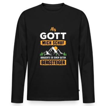 Wandern Wanderer Abenteurer Gebirge Bergsteiger - Männer Premium Bio Langarmshirt - Schwarz - Vorne - Nico (187cm)