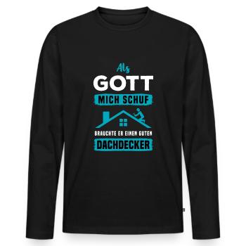 Handwerker Dachdeckermeister Beruf Dachdecker - Männer Premium Bio Langarmshirt - Schwarz - Vorne - Nico (187cm)