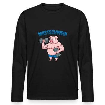 Fitness Muskeltraining Fitness Mastschwein - Männer Premium Bio Langarmshirt - Schwarz - Vorne - Nico (187cm)