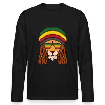 Hipster Jamaica Colors Raster Curls Lion - T-shirt manches longues Premium bio Homme - noir - Devant - Nico (187cm)
