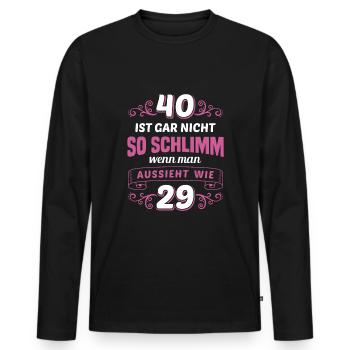 Geburtstagsparty Geburtstagsoutfit 40. Geburtstag - Männer Premium Bio Langarmshirt - Schwarz - Vorne - Nico (187cm)