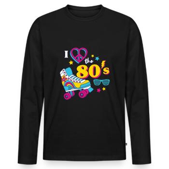 80s Theme Party 1980s Eighties Costume - Men's Premium Organic Long Sleeve Shirt - black - Front - Nico (187cm)