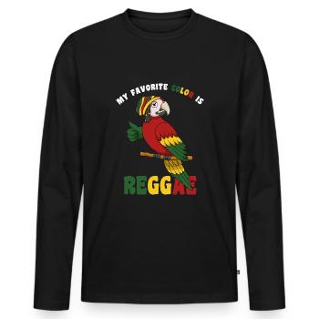 My Favorite Color Is Reggae Parrot - Men's Premium Organic Long Sleeve Shirt - black - Front - Nico (187cm)