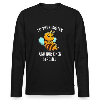 So Viele Idioten Und Nur einen Stachel Imker Biene - Männer Premium Bio Langarmshirt - Schwarz - Vorne - Nico (187cm)