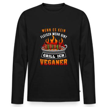 Wenn Es Kein Fleisch Mehr Gibt Grill Ich Veganer - Männer Premium Bio Langarmshirt - Schwarz - Vorne - Nico (187cm)