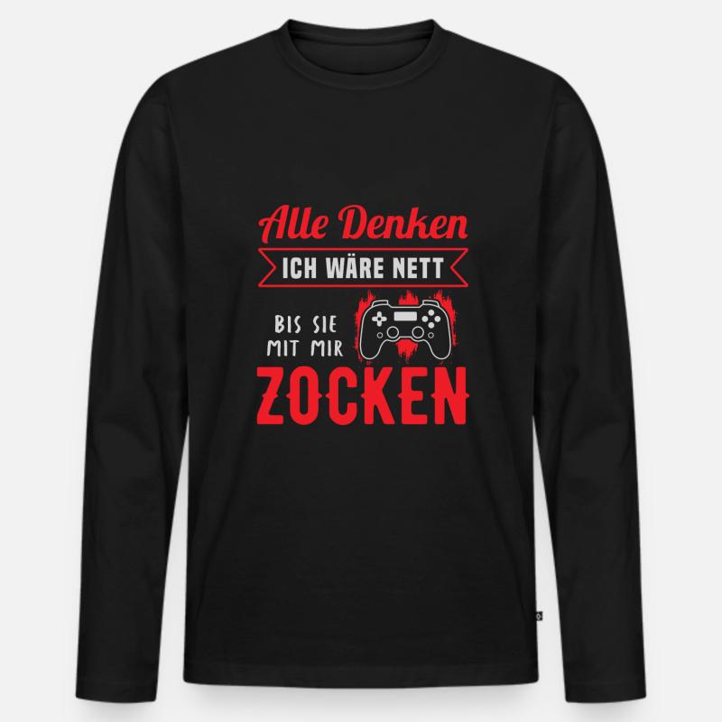 Controller Videospiel Gamer Computerspiel Zocken - Männer Premium Bio Langarmshirt - Schwarz