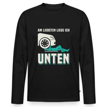 KFZ Mechaniker Mechatroniker Arbeitskleidung - Männer Premium Bio Langarmshirt - Schwarz - Vorne - Nico (187cm)