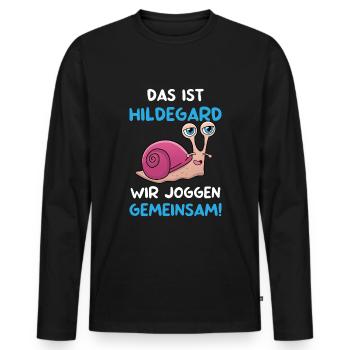 Das Ist Hildegard Wir Joggen Gemeinsam Laufsport - Männer Premium Bio Langarmshirt - Schwarz - Vorne - Nico (187cm)
