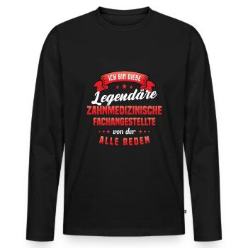 Zahnarzthelferin Zahnmedizinische Fachangestellte - Männer Premium Bio Langarmshirt - Schwarz - Vorne - Nico (187cm)