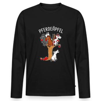 Reiterin Pferd Reitsport Pony Reiten Pferdeäpfel - Männer Premium Bio Langarmshirt - Schwarz - Vorne - Nico (187cm)
