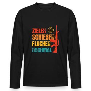 Schützenfest Schießen Schießsport Sportschütze - Männer Premium Bio Langarmshirt - Schwarz - Vorne - Nico (187cm)