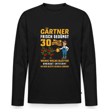 Garten Outfit für Gärtner zum 30. Geburtstag - Männer Premium Bio Langarmshirt - Schwarz - Vorne - Nico (187cm)