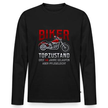 60. Geburtstag Biker Motorradfahrer Motorrad - Männer Premium Bio Langarmshirt - Schwarz - Vorne - Nico (187cm)