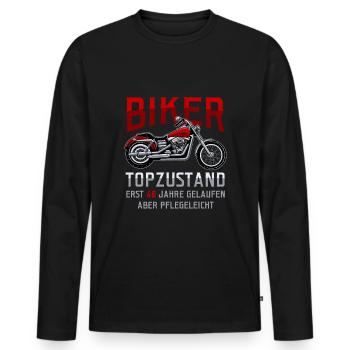 40. Geburtstag Biker Motorradfahrer Motorrad - Männer Premium Bio Langarmshirt - Schwarz - Vorne - Nico (187cm)