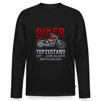70. Geburtstag Biker Motorradfahrer Motorrad - Männer Premium Bio Langarmshirt - Schwarz - Vorne - Nico (187cm)
