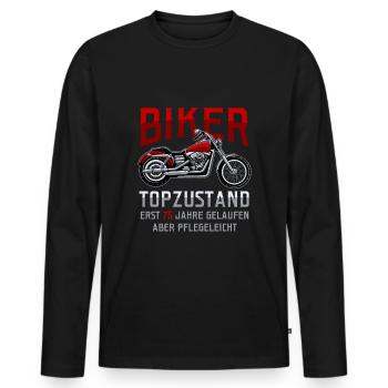 75. Geburtstag Biker Motorradfahrer Motorrad - Männer Premium Bio Langarmshirt - Schwarz - Vorne - Nico (187cm)