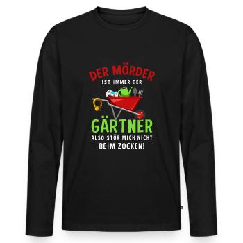 Garten Outfit Der Mörder ist immer der Gärtner - Männer Premium Bio Langarmshirt - Schwarz - Vorne - Nico (187cm)