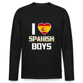 I Love Spanish Boys Nationality Spain - Men's Premium Organic Long Sleeve Shirt - black - Front - Nico (187cm)