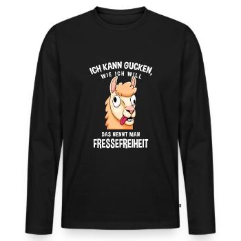 Fressefreiheit Tier Gesichtsausdruck Motiv - Männer Premium Bio Langarmshirt - Schwarz - Vorne - Nico (187cm)