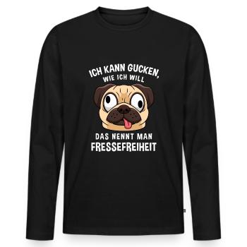 Fressefreiheit Tier Gesichtsausdruck Motiv - Männer Premium Bio Langarmshirt - Schwarz - Vorne - Nico (187cm)
