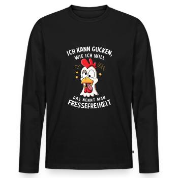 Fressefreiheit Tier Gesichtsausdruck Motiv - Männer Premium Bio Langarmshirt - Schwarz - Vorne - Nico (187cm)