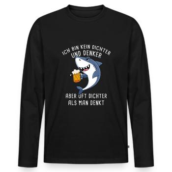 Ich Bin Kein Dichter Und Denker Biertrinker - Männer Premium Bio Langarmshirt - Schwarz - Vorne - Nico (187cm)
