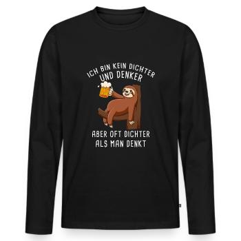 Ich Bin Kein Dichter Und Denker Biertrinker - Männer Premium Bio Langarmshirt - Schwarz - Vorne - Nico (187cm)
