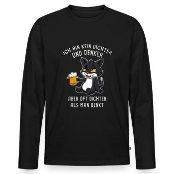 Ich Bin Kein Dichter Und Denker Biertrinker - Männer Premium Bio Langarmshirt - Schwarz - Vorne - Nico (187cm)
