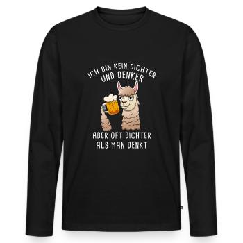 Ich Bin Kein Dichter Und Denker Biertrinker - Männer Premium Bio Langarmshirt - Schwarz - Vorne - Nico (187cm)