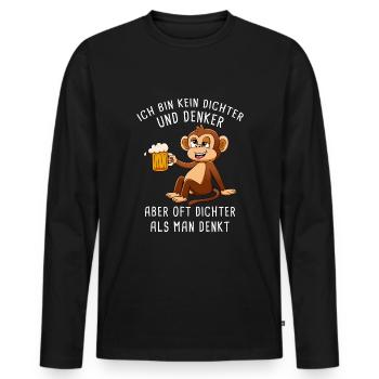Ich Bin Kein Dichter Und Denker Biertrinker - Männer Premium Bio Langarmshirt - Schwarz - Vorne - Nico (187cm)