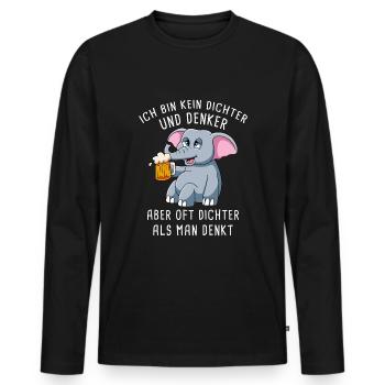 Ich Bin Kein Dichter Und Denker Biertrinker - Männer Premium Bio Langarmshirt - Schwarz - Vorne - Nico (187cm)