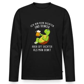 Ich Bin Kein Dichter Und Denker Biertrinker - Männer Premium Bio Langarmshirt - Schwarz - Vorne - Nico (187cm)