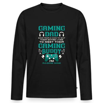 Gamer Father Offspring Baby Child Gamer Joystick - Men's Premium Organic Long Sleeve Shirt - black - Front - Nico (187cm)