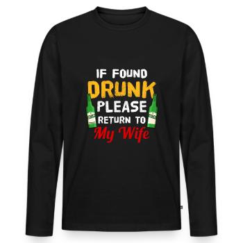 Partnerlook Bière Boire Brasserie Bière Buveur Bière - T-shirt manches longues Premium bio Homme - noir - Devant - Nico (187cm)