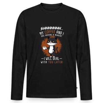 Accessoires de café Caféine Boisson Café stimulant - T-shirt manches longues Premium bio Homme - noir - Devant - Nico (187cm)
