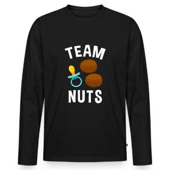 Pinkel Party Baby Shower Team Nuts - Men's Premium Organic Long Sleeve Shirt - black - Front - Nico (187cm)
