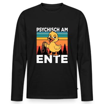 Ich Bin Am Ende Psychisch am Ente - Männer Premium Bio Langarmshirt - Schwarz - Vorne - Nico (187cm)