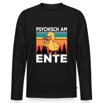 Ich Bin Am Ende Psychisch am Ente - Männer Premium Bio Langarmshirt - Schwarz - Vorne - Nico (187cm)