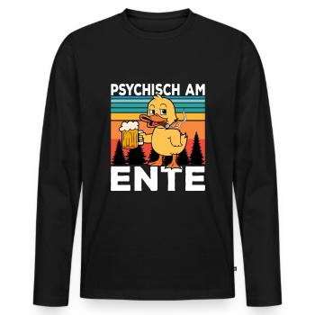 Ich Bin Am Ende Psychisch am Ente - Männer Premium Bio Langarmshirt - Schwarz - Vorne - Nico (187cm)