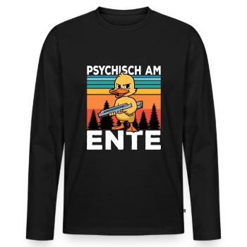 Ich Bin Am Ende Psychisch am Ente - Männer Premium Bio Langarmshirt - Schwarz - Vorne - Nico (187cm)