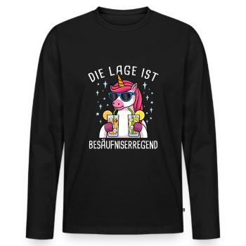 Die Lage Ist Besäufniserregend Mädelsabend - Männer Premium Bio Langarmshirt - Schwarz - Vorne - Nico (187cm)