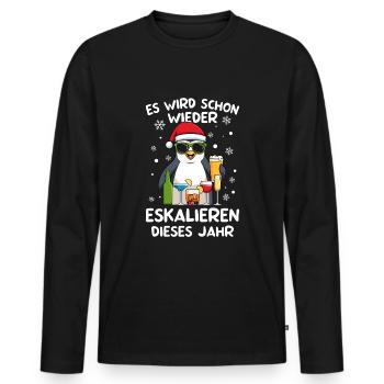 Weihnachtszeit Weihnachten Pinguin Alkohol Fest - Männer Premium Bio Langarmshirt - Schwarz - Vorne - Nico (187cm)