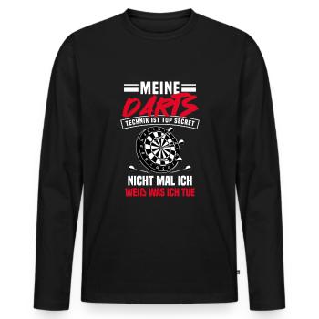 Darter Dartspieler Dartpfeile Dartscheibe Darts - Männer Premium Bio Langarmshirt - Schwarz - Vorne - Nico (187cm)