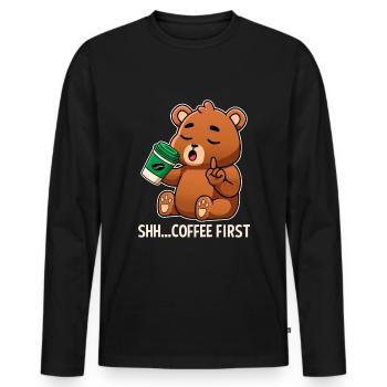 Accessoires de café Caféine Boisson Café stimulant - T-shirt manches longues Premium bio Homme - noir - Devant - Nico (187cm)