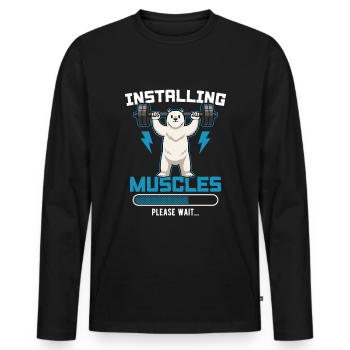 Installing Muscles Please Wait Fitness - Männer Premium Bio Langarmshirt - Schwarz - Vorne - Nico (187cm)