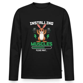 Installing Muscles Please Wait Fitness - Männer Premium Bio Langarmshirt - Schwarz - Vorne - Nico (187cm)