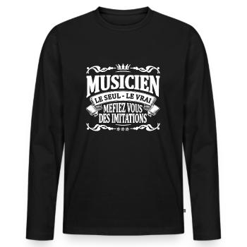 musicien le seul le vrai - T-shirt manches longues Premium bio Homme - noir - Devant - Nico (187cm)