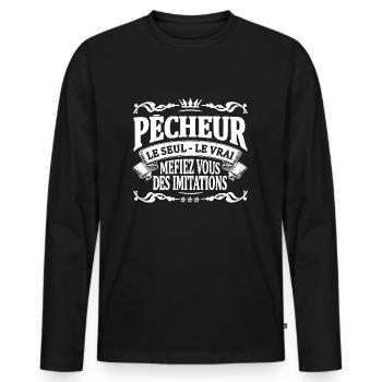 pêcheur le seul le vrai - T-shirt manches longues Premium bio Homme - noir - Devant - Nico (187cm)