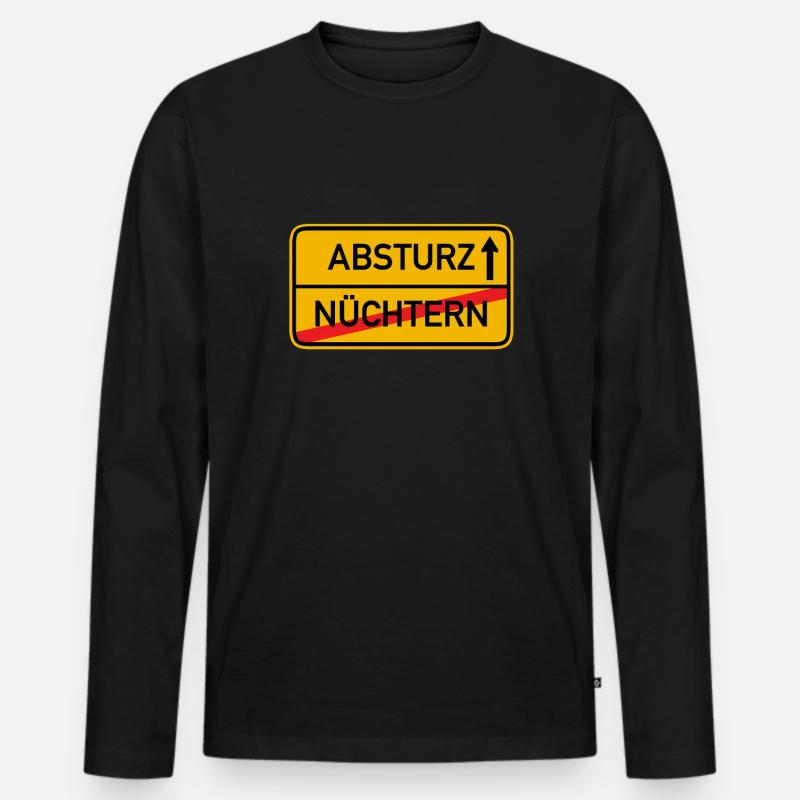 Absturz Funshirt als cooles Trinkshirt - Männer Premium Bio Langarmshirt - Schwarz