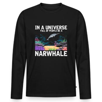 Narwhale Unicorn Whale Whales Sea Ocean Biology - Men's Premium Organic Long Sleeve Shirt - black - Front - Nico (187cm)